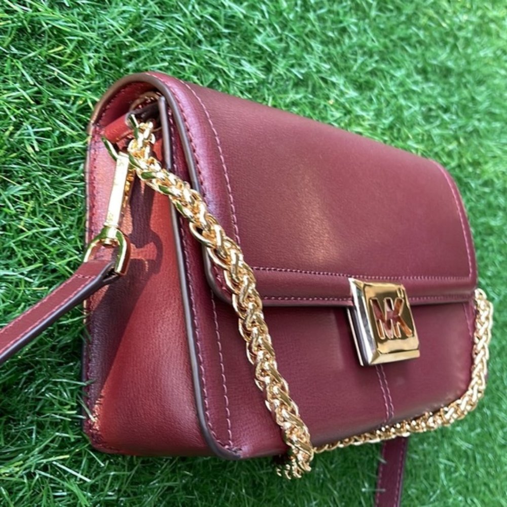 Michael Kors Sonia Medium Leather Shoulder Bag Merlot - Picture 2 of 16